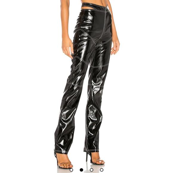 I.AM.GIA Paris Pants Black Vinyl Cutout Trousers Size M 796W - Picture 3 of 14